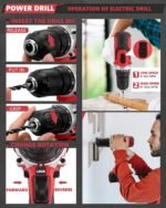 KINGTOOL Home Tool Set Kit - 286 PCS Home Auto Repair Tool Kit with Rolling Tool Box, Mechanic Tool Sets with 21V Max Cordless Power drill, Perfect for Homeowner, Diyer, Handyman - Image 4