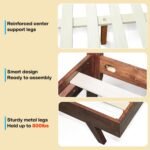 Acacia Harmony Queen Platform Bed Frame – Solid Rubber Wood, Walnut Finish, Mid-Century Style, Unique Wood Grain Pattern, 800lbs Capacity, No Box Spring Required, Easy Setup - Image 3