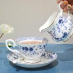 Bone China Tea Set, 21-Pieces Porcelain Tea Set for Adults, Tea Cups And Saucers for 6, with Teapot, Spoons, Sugar Bowl, Creamer Pitcher, Vintage Tea Set for Women Tea Party (Blue) - Image 8