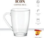 Bormioli Rocco Glass Coffee Mug Set, (6 Pack) 10¾ Ounce with Convenient Handle, Tea Glasses for Hot/Cold Beverages, Thermal Shock Resistant, Tempered Glass, for Cappuccino, Latte, Espresso, clear. - Image 6