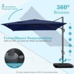 HOTIME10x10ft Large Cantilever Patio Umbrellas - Upgrade and Intensify - with 360 Rotation and 5 Angles Adjustment - Aluminum Offset Pool Umbrella Square Outdoor Umbrella for Patio Garden Deck Pool, Dark Blue - Image 9