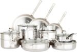 Viking 3-Ply Pots and Pans Set, 17 Piece Stainless Steel Cookware Glass Lids, Steamer Insert, Silver