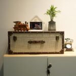 DreamsEden Large Decorative Wooden Storage Box, 23.5''L x 14''W - Vintage Suitcase Chest Trunk with Hinged Lid, Linen-Fabric Cover - Image 6