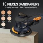 MAXXT Ramdon Orbital Sanders for 6inch, 10000 RPM Electric Orbital Sander with 10PCS Sandpapers, 6 Variable Speed Wood Sander for Woodworking/Sanding/Polishing - Image 5