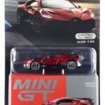 Bugatti Divo Red Metallic and Carbon Limited Edition to 3600 Pieces Worldwide 1/64 Diecast Model Car by True Scale Miniatures MGT00503