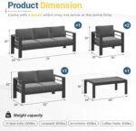 Solaste Aluminum Patio Furniture Set for All Weather, Oversized Metal Outdoor Furniture Set with 27.5" Deep Seating and 3.2" Wide Armrest, Outdoor Patio Conversation Sets with 10" Back Cushion, Gray - Image 2
