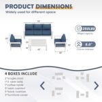 Amopatio Aluminum Patio Furniture Set, 6 Pieces Metal Outdoor Patio Furniture Sets, Outdoor Sectional Modern Sofa Couch with Coffee Table for Pool, Garden, White&Blue (Included Waterproof Covers) - Image 5