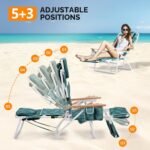 VINGLI Deluxe 3 in1 Beach Chair, Tanning Chair with Face Hole, Reclining Lounge with Foot Rest, Cup Holder and Storage Bag，Beach Lounge for Outdoor Pool-Leaf - Image 6
