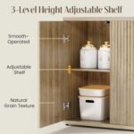 Fluted Buffet Cabinet Sideboard with Storage, Wooden Credenza with 2 Doors & Adjustable Shelf, Modern 15" Deep Accent Cabinet for Living Room, Kitchen Dining Room Entryway,Natural Oak - Image 6