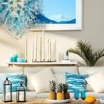 Contemporary Blue Art Deco Chandelier,20 Inch Funky Hand Blown Glass Chandelier,Novel Clearing Blown Glass Ceiling Hanging Pendant Light Fixture for Bedroom,Living Room Height Adjustable - Image 6