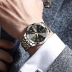 OLEVS Watch for Men Simple Business Dress Analog Stainless Steel Waterproof Luminous Date Easy Read Men Wrsit Watch - Image 3