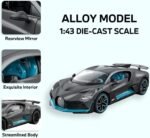 1:43 Diecast Model Cars for Bugatti Divo, Zinc Alloy Die Cast Metal Toy Cars with Free Wheels for Boys Girls Kids Gift, Grey - Image 2