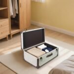 DreamsEden Large Decorative Wooden Storage Box, 23.5''L x 14''W - Vintage Suitcase Chest Trunk with Hinged Lid, Linen-Fabric Cover - Image 3