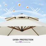 PURPLE LEAF 13ft Patio Umbrella Outdoor Round Umbrellas Large Cantilever Umbrella Windproof Offset Umbrellas Heavy Duty Sun Umbrella for Garden Deck Pool Patio, Cream - Image 7