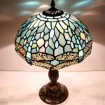 WERFACTORY Tiffany Lamp Sea Blue Stained Glass Table Lamp 12X12X18 Inches Dragonfly Style Desk Reading Light S147 Series - Image 6