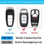 OLLEN Screws-Free Genuine Leather Key Fob Cover, Fit for Audi A3 A6 A6L A7 A8 Q7 Q8 E-Tron S3 S6 S7 SQ7 RS6 RS7,etc, Leather Smart Remote Key Protector, 3 Buttons, C Style, Brown - Image 2