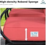 MFSTUDIO 5 Pieces Patio Conversation Sets,Outdoor Metal Furniture Sofas with 1 x 3-Seat Sofa, 2 x Swivel Chairs,2 x Ottoman,Wrought Iron Frame with Red Cushion for Patio Courtyard Balcony - Image 4