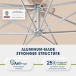 wikiwiki 10x10 FT Cantilever Patio Umbrella, Offset Umbrella Outdoor Patio with 360° Rotation and Unlimited Tilting System, Heavy Duty Umbrella with Cross Base, Beige - Image 5