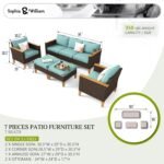 Sophia & William Patio Furniture Sets, 7 Piece Sectional Outdoor Rattan Wicker Sofa, All Weather Patio Conversation Set for Deck Backyard Lawn, Outdoor Couch, Blue - Image 7