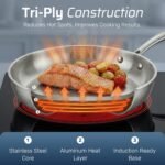 Gotham Steel 10 Pcs Tri Ply Stainless Steel Cookware Set, Pots and Pans Set with Induction Bottom, Made Without PTFE PFOA PFOS, Metal Utensil Safe, Oven and Dishwasher Safe - Image 4