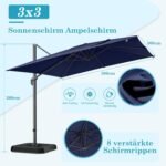HOTIME10x10ft Large Cantilever Patio Umbrellas - Upgrade and Intensify - with 360 Rotation and 5 Angles Adjustment - Aluminum Offset Pool Umbrella Square Outdoor Umbrella for Patio Garden Deck Pool, Dark Blue - Image 7