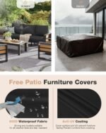 Aoxun Aluminum Patio Furniture Set, 5 Piece Luxury Outdoor Sectional with 6" Olefin Fabric Cushions, Patio Conversation Sets with Coffee Table and Waterproof Cover for Backyard, Porch Dark Grey - Image 8