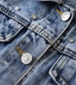 Kedera Women's Jean Jacket Embroidered Rivet Pearl Short Denim Jacket Coat - Image 4
