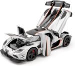 1:32 Scale Car Model Compatible for Collectible ONE1 Toy Vehicle, Zinc Alloy Pull Back Toy Car with Sound and Light for Kids Adults, Birthday Gift Silver
