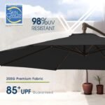 wikiwiki 10ft Patio Umbrellas Offset Outdoor Umbrella Cantilever Hanging Umbrellas w/Infinite Tilt, Fade Resistant Waterproof RECYCLED FABRIC Canopy & Cross Base, for Yard, Garden & Deck, Carbon - Image 3