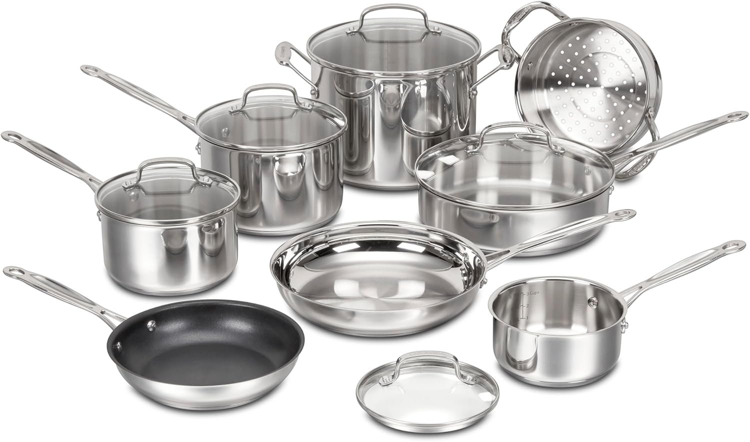 71zUSgwDZoL._AC_SL1500_.jpg Cuisinart Chef's Classic Stainless Cookware 13-Piece Set, 77-13 - Image 1