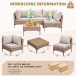 5-Piece Patio Furniture Set, Outdoor Wicker Sectional Sofa with Coffee Table, Anti-Slip & Thick All-Weather Cushions for Party, Garden, Backyard, Beige - Image 2