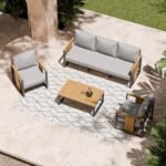 ZANDOR Aluminum Outdoor Patio Furniture Set,4-Piece Sectional Sofa with Coffee Table,Washable Thick Cushions,Modern Patio Conversation Set for Backyard,Garden,Porch,Balcony,Deck,Gray - Image 8