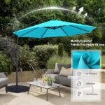 ABCCANOPY 10FT Cantilever Patio Umbrella with base included, 360° Rotation Outdoor Offset Umbrella Bonus Fix Frame & Weights Bag for Backyard, Deck, Poolside (Turquoise) - Image 6