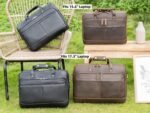 Masa Kawa Leather Briefcase for Men 17/15.6" Laptop Crossbody Shoulder Messenger Bag Business Travel Work Attache Case - Image 9