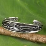 NOVICA No Stone .925 Sterling Silver Cuff Bracelet 'Narrow River' - Image 2