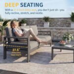 Solaste Aluminum Patio Furniture Set for All Weather, Oversized Metal Outdoor Furniture Set with 27.5" Deep Seating and 3.2" Wide Armrest, Outdoor Patio Conversation Sets with 10" Back Cushion, Gray - Image 5