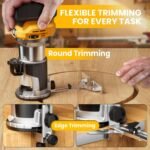 Cordless Compact Router Compatible with DeWalt 20V Battery (Bare Tool), 6 Variable Speeds Router Tool for Woodworking, 800W Fixed Base Wood Router - Image 6