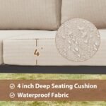 EROMMY 6 Pieces Patio Furniture Sets, Metal Outdoor Sectional Furniture L Shape Patio Conversation Sets with Fauxwood Coffee Table & 6.5" Olefin Cushions for Backyard, Garden, Poolside - Image 3