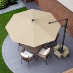 Greesum 10FT Outdoor Patio Umbrella with High Pedel and 4 Gear Heights, Large Offset Market Umbrella with 360-degree Rotation, Without Base, Hanging Outdoor Shade for Garden, Lawn, Pool, Beige - Image 4