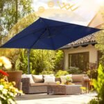 HOTIME10x10ft Large Cantilever Patio Umbrellas - Upgrade and Intensify - with 360 Rotation and 5 Angles Adjustment - Aluminum Offset Pool Umbrella Square Outdoor Umbrella for Patio Garden Deck Pool, Dark Blue - Image 3