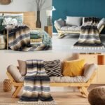 Oudain 1 Pack Mexican Blankets and Throws 45 x 70 Inch, Cotton Outdoor Camping Cozy Baja Blanket Woven Serape Restorative Yoga Fiesta Fall Autumn Essential Supplies (Boho Green Mix) - Image 3