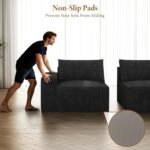 Vesgantti 114" Modular Sectional Boneless Couch, Modern 3 Seater Sofa with Ottoman & Deep Seat, Convertible Chenille L Shaped Cloud Couches for Living Room, No Assembly Required, Black - Image 7