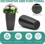 22.8" Tall Planters Set of 2, High-Density Resin Brushed Outdoor Pots for Plants, Versatile Indoor/Outdoor Flower Pots w/Drainage Hole for Patio Garden Porch & Living Room Decor, Ideal Gift - Image 8