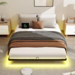 Queen Size Floating Metal Bed Frame with Smart LED Lights & Charging Station, Metal Platform Bed Base No Box Spring Needed, Easy Assembly, Noise Free - Image 8