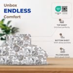 THREAD SPREAD 100% Egyptian Cotton Printed Bed Sheets - 600 Thread Count 4 PC King Sheet Set, Hotel Luxury Sateen Bedsheets, 16" Deep Pocket Soft Cooling Sheets for King Size Bed - Floral Ivory - Image 3