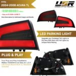 USR 3G TL Tail Lights - NSX Style Black/Red/Smoke Lens LED Light Bar Rear Tail Lamps Set (Left + Right) with Circuit Board Housing included Compatible with 2004-2008 Acura TL Base and Type-S - Image 3