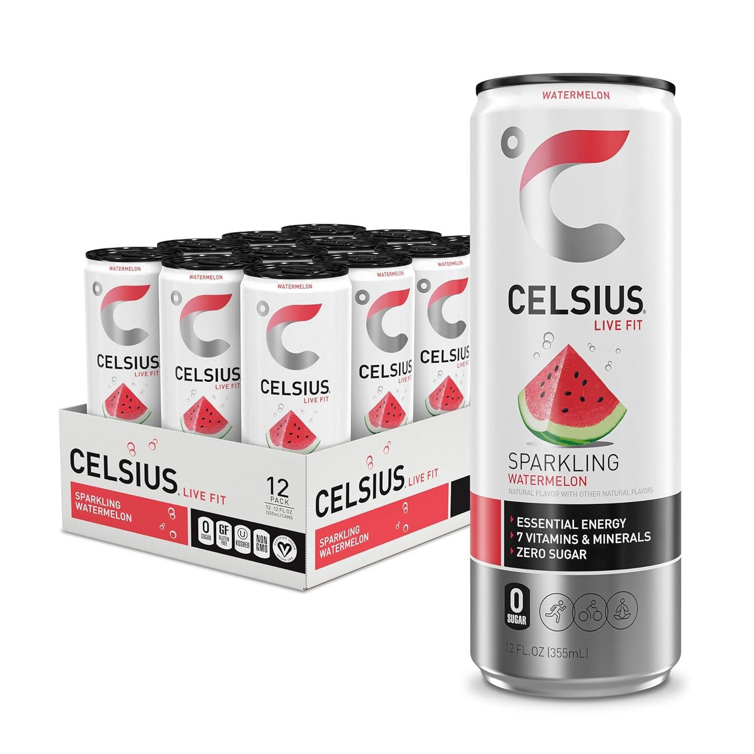 81DPrj9zb0L._SL1500_.jpg CELSIUS Sparkling Watermelon, Functional Essential Energy Drink 12 Fl Oz (Pack of 12) - Image 1