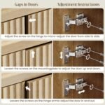 Fluted Buffet Cabinet Sideboard with Storage, Wooden Credenza with 2 Doors & Adjustable Shelf, Modern 15" Deep Accent Cabinet for Living Room, Kitchen Dining Room Entryway,Natural Oak - Image 5