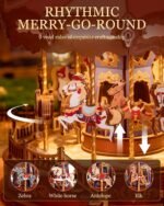 Rolife Wooden 3D Puzzles for Adults, DIY Carousel Music Box with Chaser Lights 11.6" Model Building Kit, Construction Project Craft Kits for Adults Hobby Home Decor Chiristmas Gifts for Boys Girls - Image 4