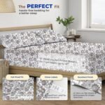 THREAD SPREAD 100% Egyptian Cotton Printed Bed Sheets - 600 Thread Count 4 PC King Sheet Set, Hotel Luxury Sateen Bedsheets, 16" Deep Pocket Soft Cooling Sheets for King Size Bed - Floral Ivory - Image 4